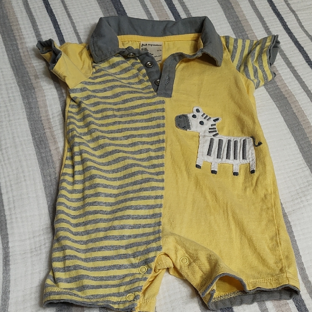 First Impressions Yellow and Gray Baby Romper